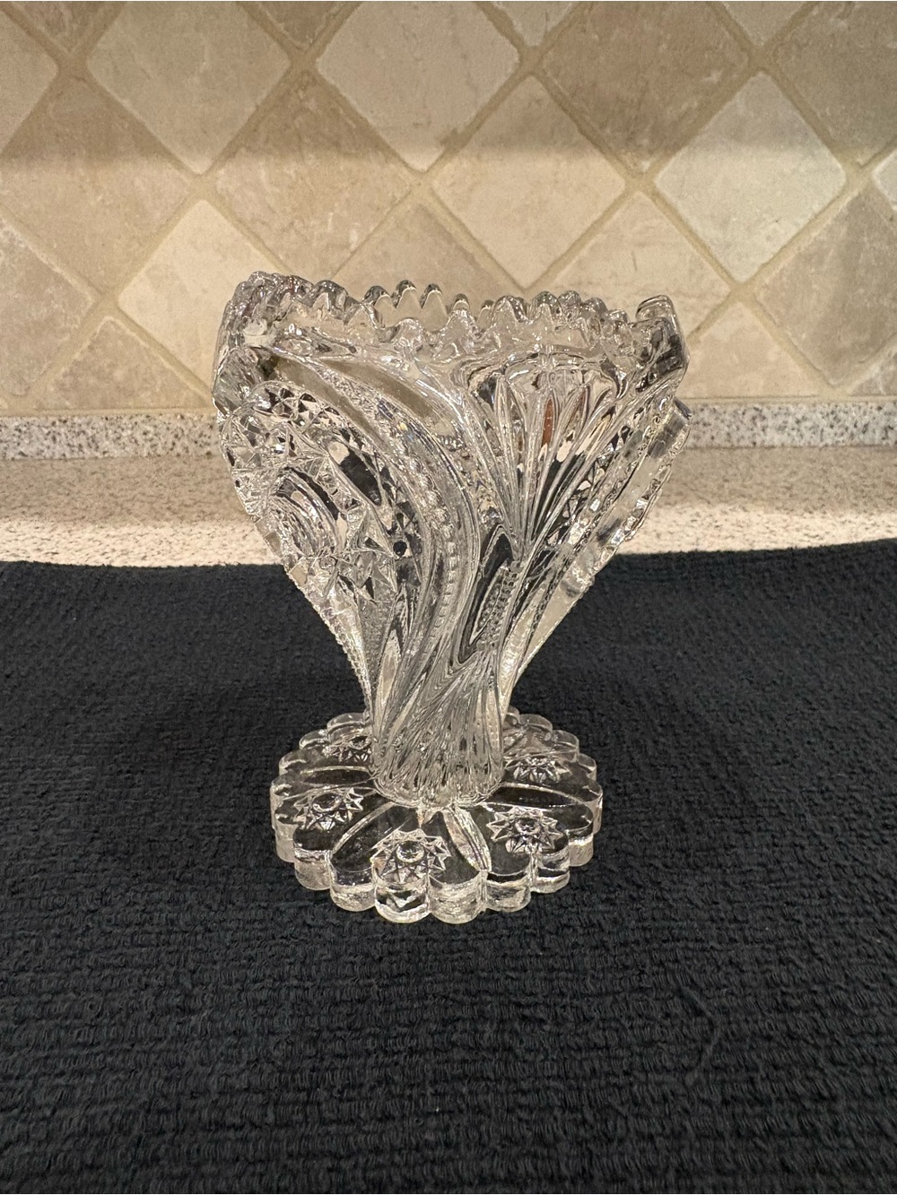 Vintage Zipper Heart 5" Footed Vase by the Imperial Glass Company around 1905